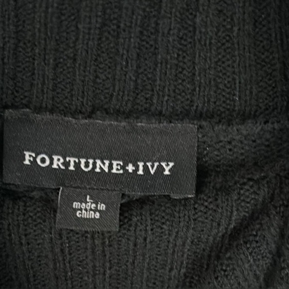 Fortune & Ivy Cable Knit Sweater Dress Size Large Black Turtleneck Pullover - Picture 5 of 10